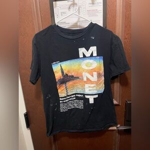 Monet Black Art T-Shirt Size Medium AS IS